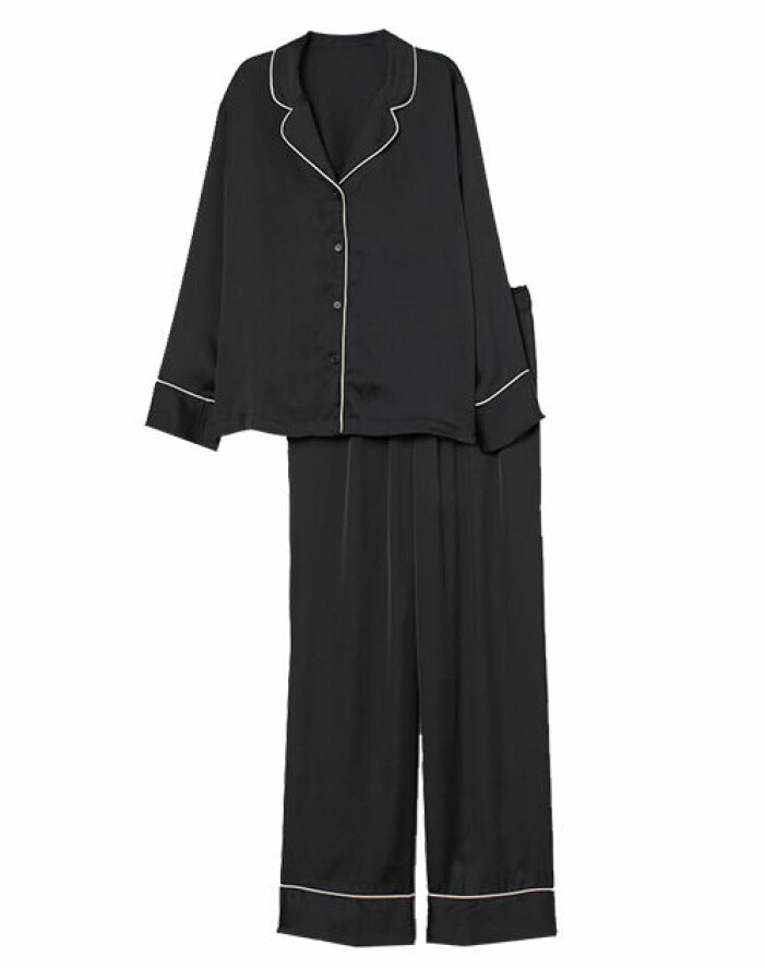 satin pyjamas svart hm