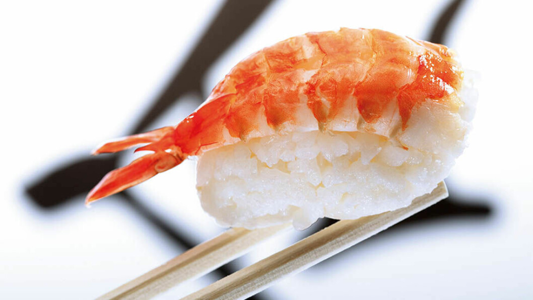 Sushi med jätteräka. Foto: IBL Sushi med jätteräka. Foto: IBL