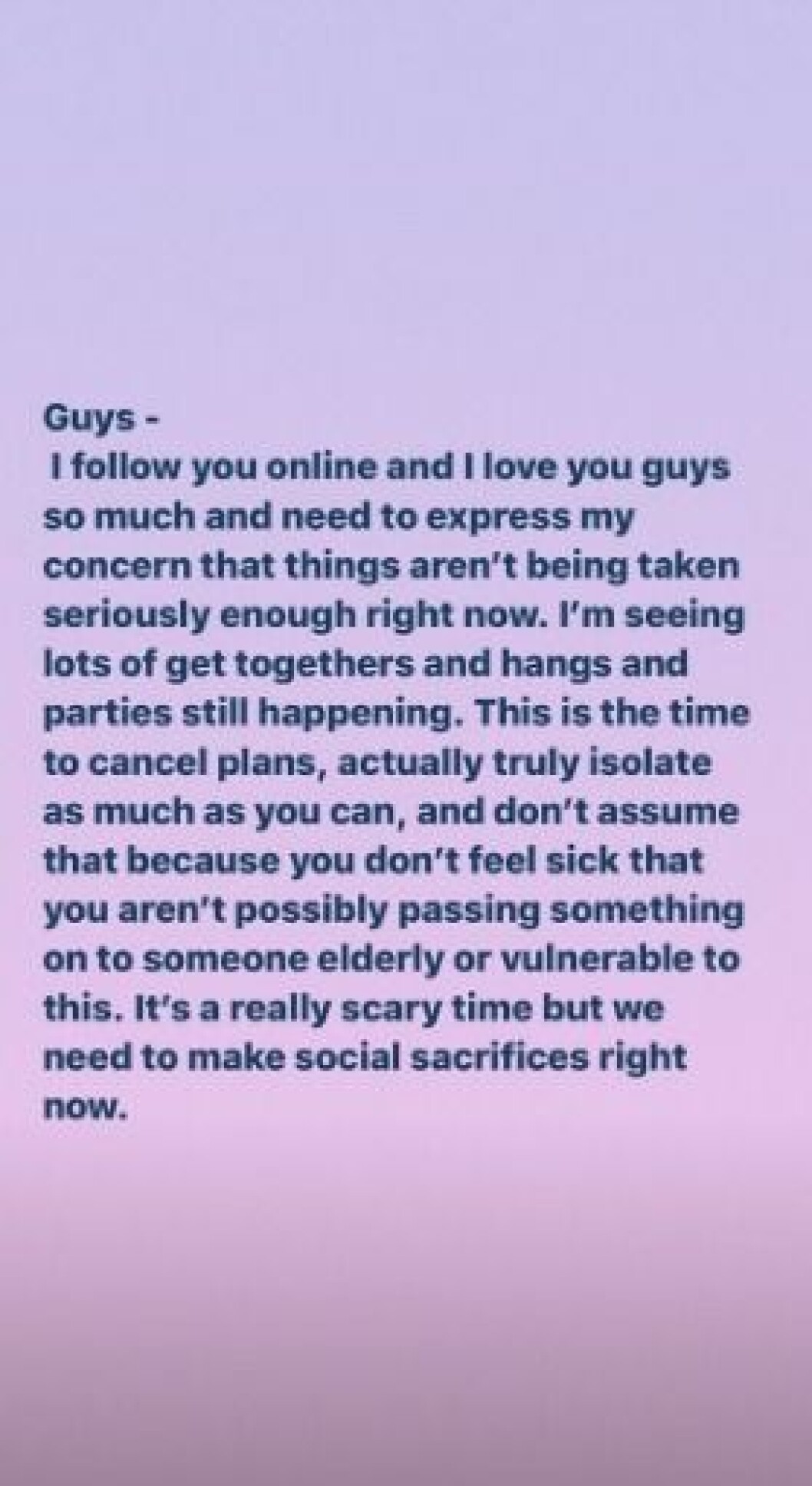 Taylor Swift på sin Insta Story. 