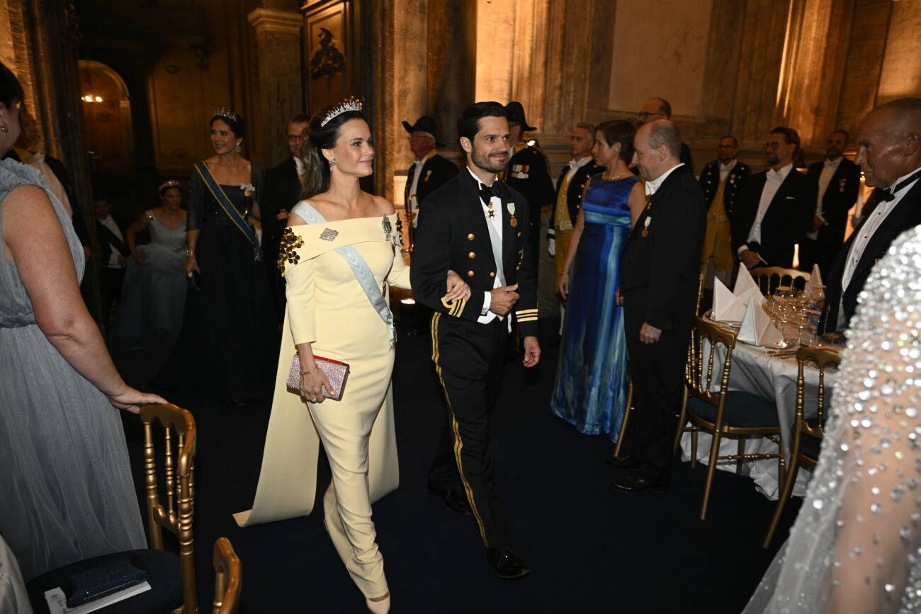 Prinsessan Sofia och prins Carl Philip kungens jubileumsmiddag 2023.