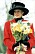 Diana i en röd kavaj och svart hatt med flor vid julfirandet 1993.
