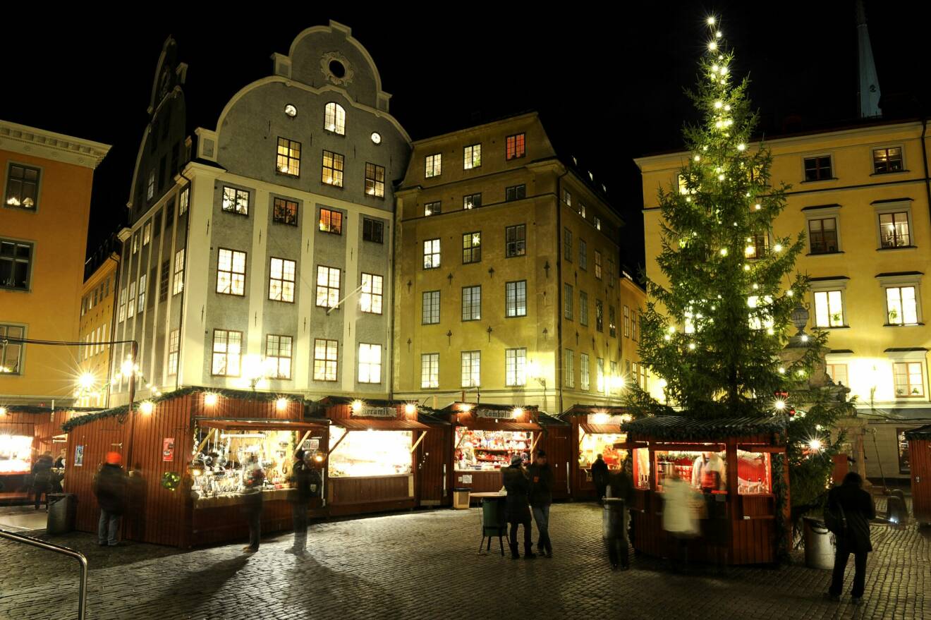 Julmarknad i Gamla stan på Stortorget.