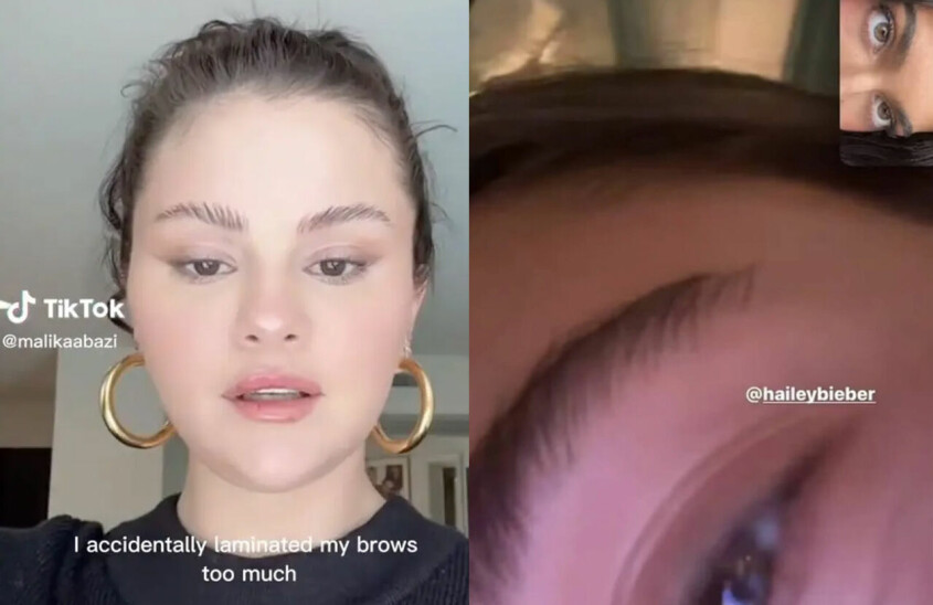 Selena Gomez var missnöjd med sina bryn. Som av en händelse råkade Hailey Bieber och Kylie Jenner ringas om just ögonbryn. Och lägga ut det på Insta. Selena Gomez laminerade ögonbryn