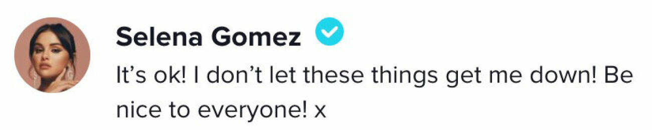 Selena Gomez kommentar