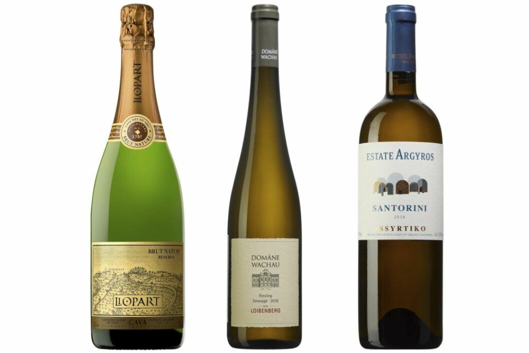 Favoritviner från Spanien, Österrike och Grekland. Vinflaskor