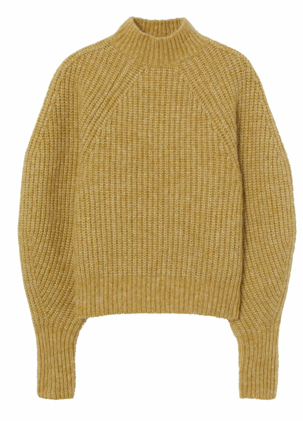 Ribbstickad tröja i senapsgul nyans