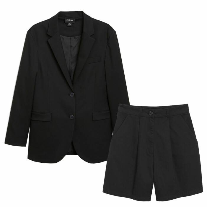 set med svarta shorts och svart kavaj från monki