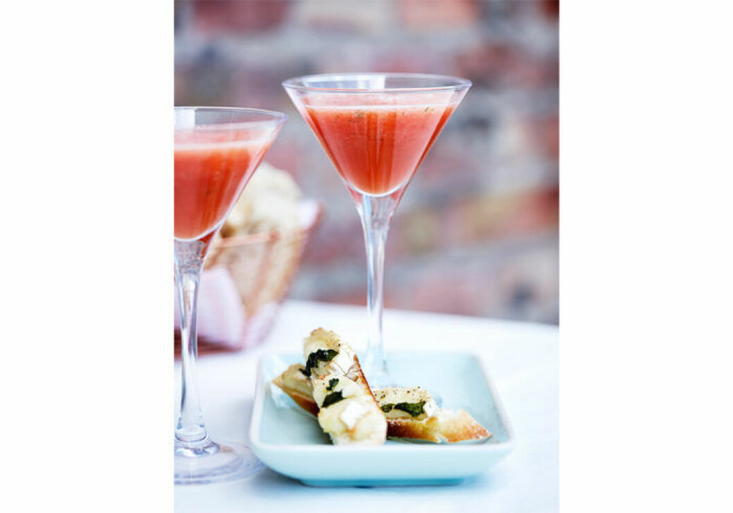 Melonshot med getoststänger. Shot med smak av vattenmelon