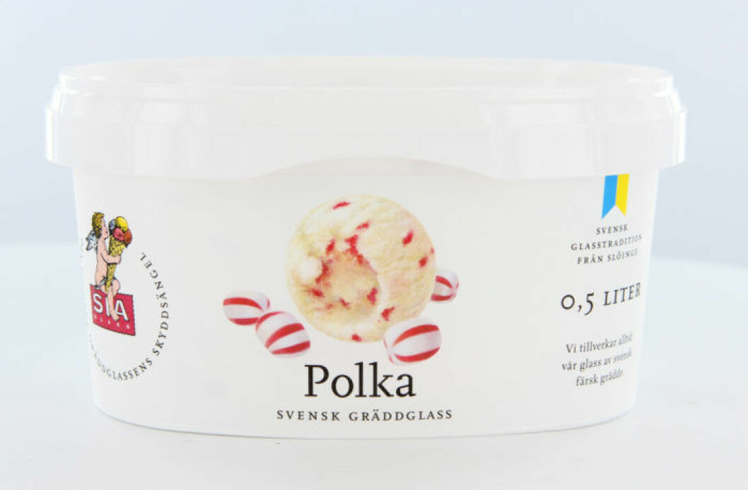 Glass med polkagris. Glass med polkagris.
