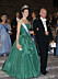 1987 återanvände Silvia en Jörgen Bender-klänning i draperad grön sidentaft som gjorts för kungens 40-årsfirande