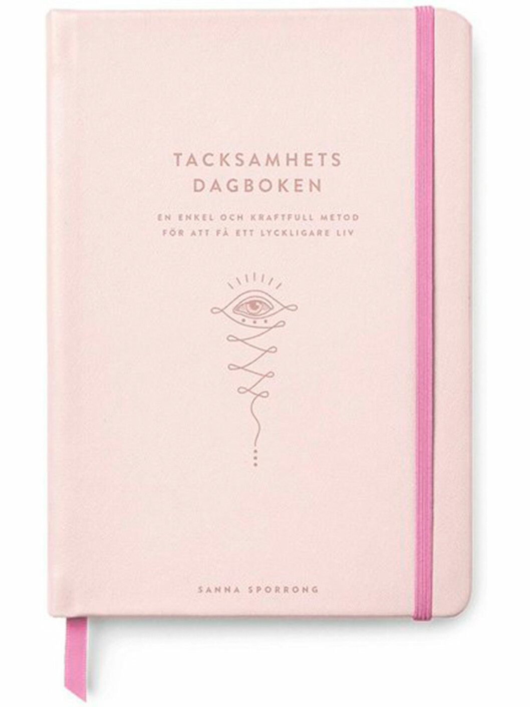 Tacksamhet kan ge ökad glädje. Bokomslag till Självhjälpsböckerna som faktiskt gör skillnad, rosa skrivbok.