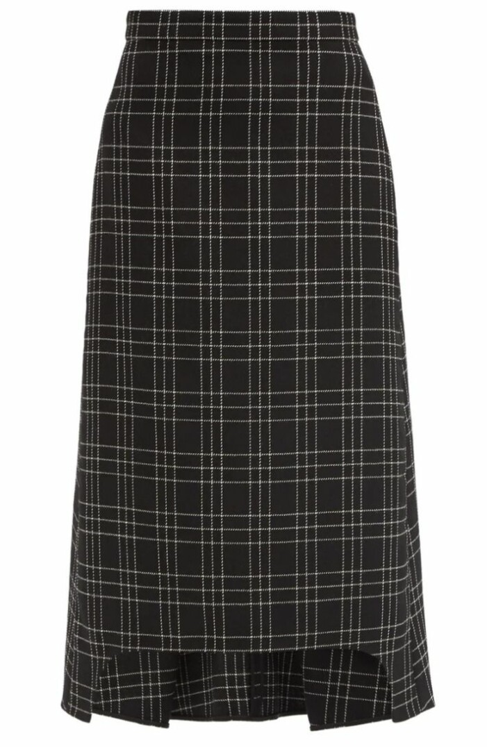 Rutig midikjol i svart från alexander mcqueen