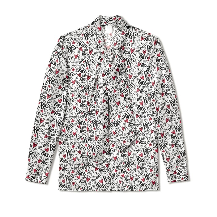 Skjorta med knytdetalj från Boss nylanserade kollektion i samarbete med illustratören Justin Teodoro. Upptäck mer här.