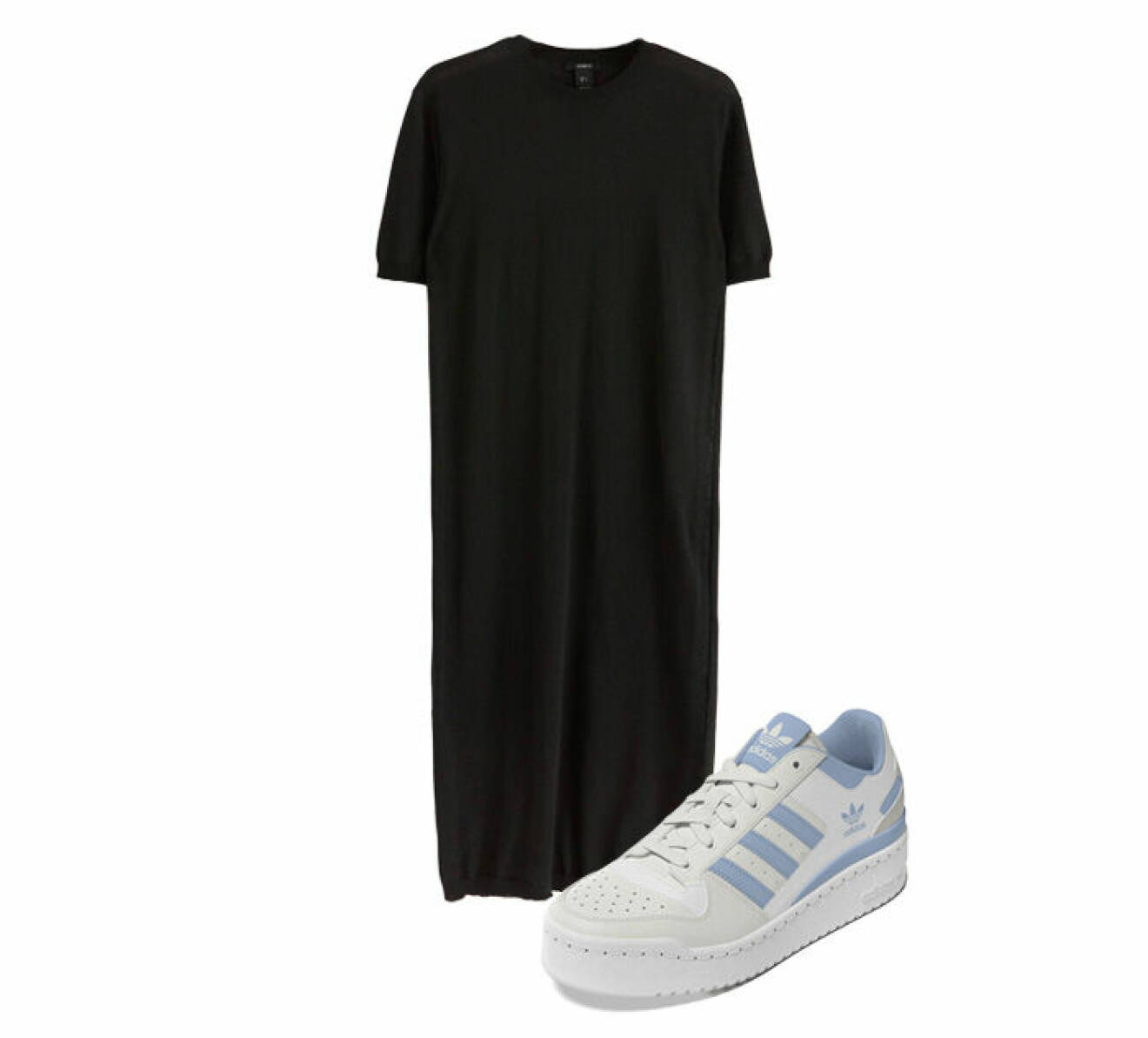 svart klänning med skor i modellen forum bold från adidas
