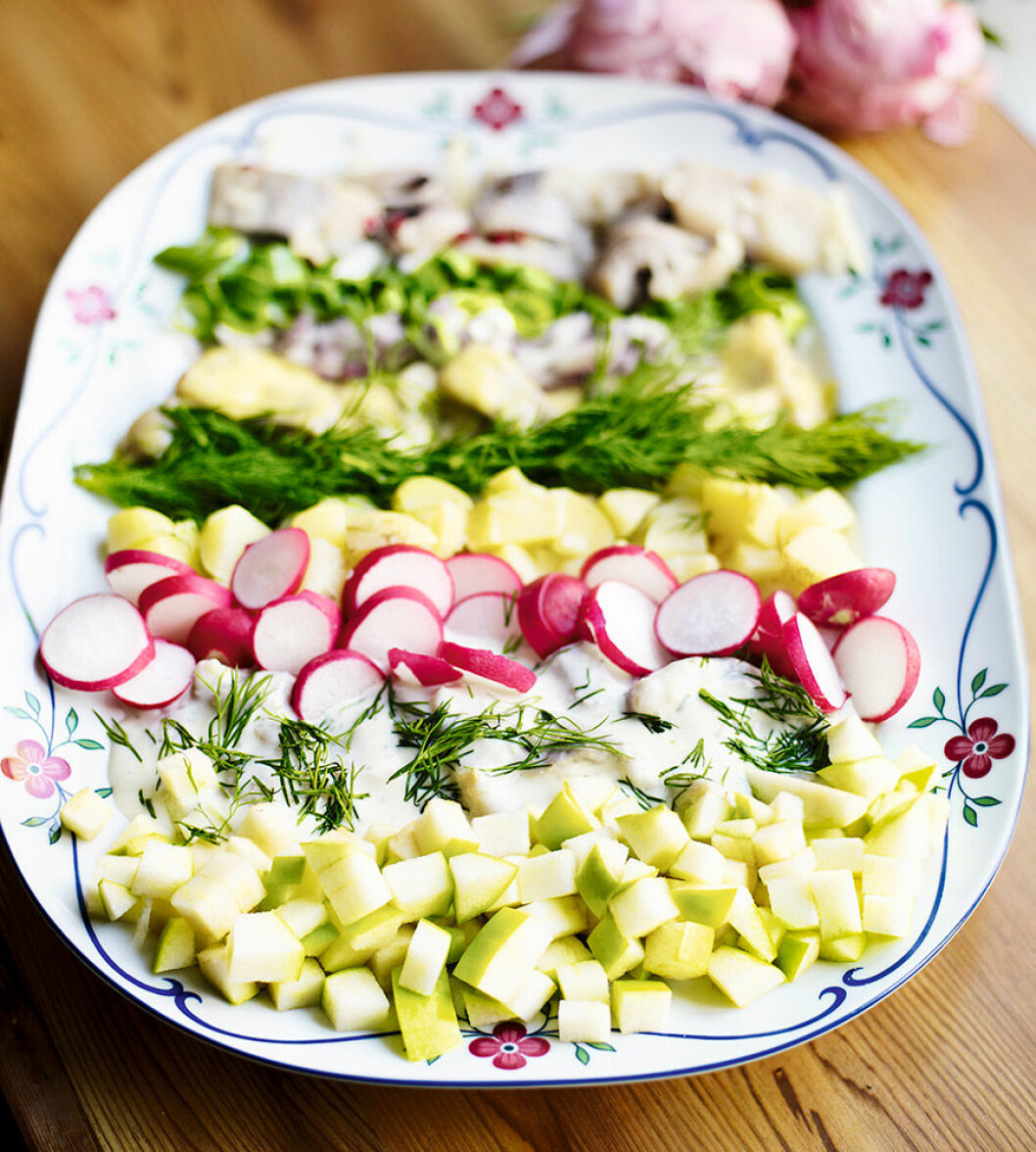Supersnabbt sillfat med ägg och potatis.