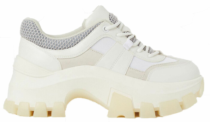 Klicka på bilden för att komma direkt till skon. vita chunky sneakers med grå detalj från hm.