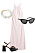 snygg outfit bröllop: ljusrosa klänning, svarta cateye-solglasögon, svarta platåskor och pärlarmband