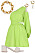 snygg outfit bröllop: limegrön cocktailklänning, kedjearmband, pärlörhängen och flätade klackar