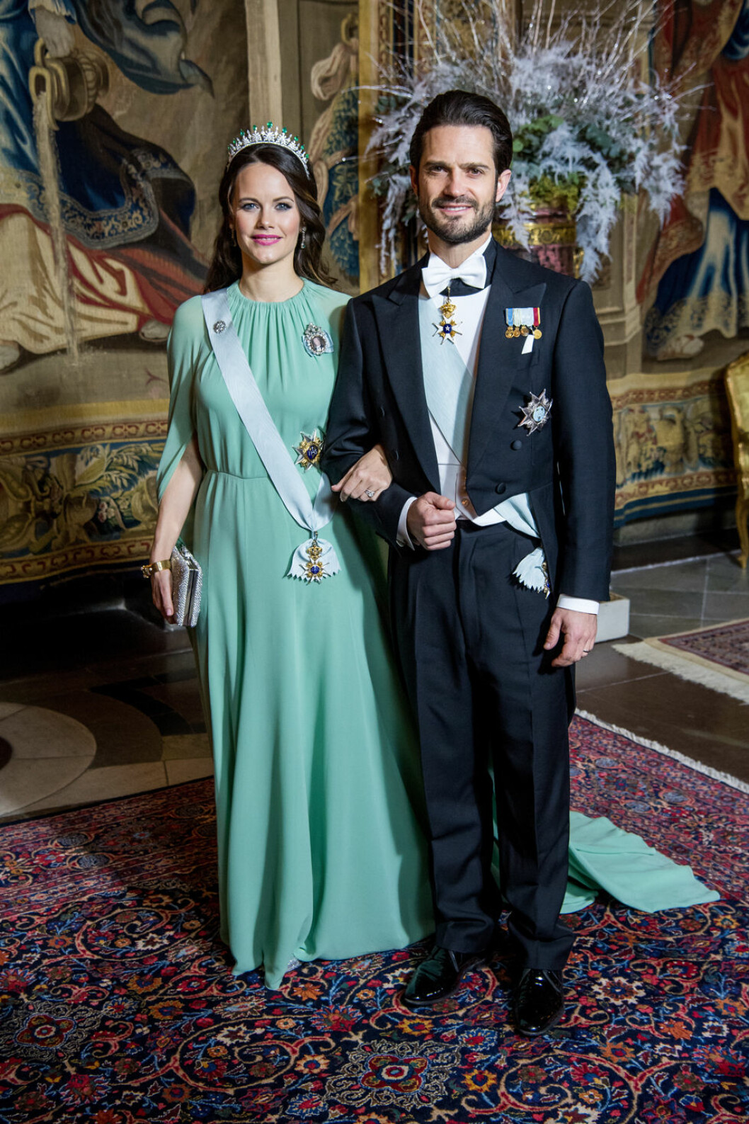 Prinsessan Sofia bar en mintgrön, ny, klänning.