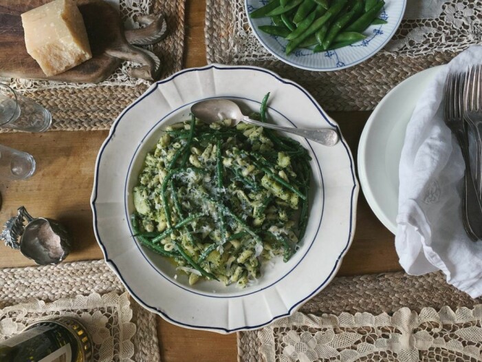 Sofia Wood italiensk pasta pesto potatis