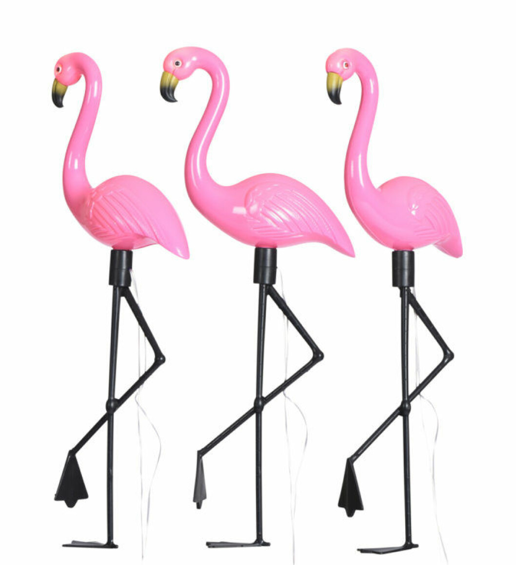 Trädgårdsbelysning i formen av flamingos