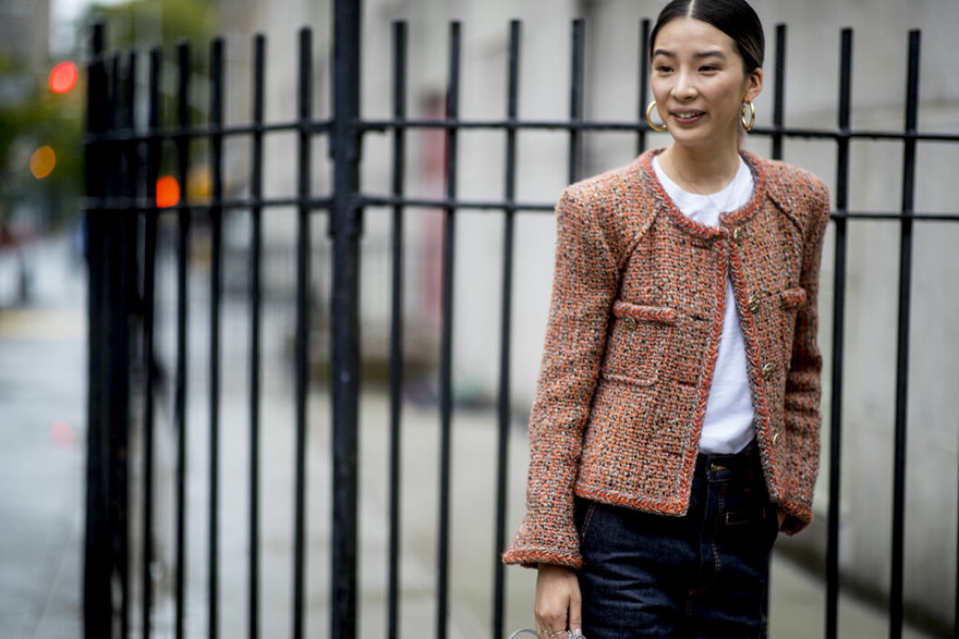 Inspiration från New Yorks modevecka. Chaneljacka streetsyle New Yorks modevecka.