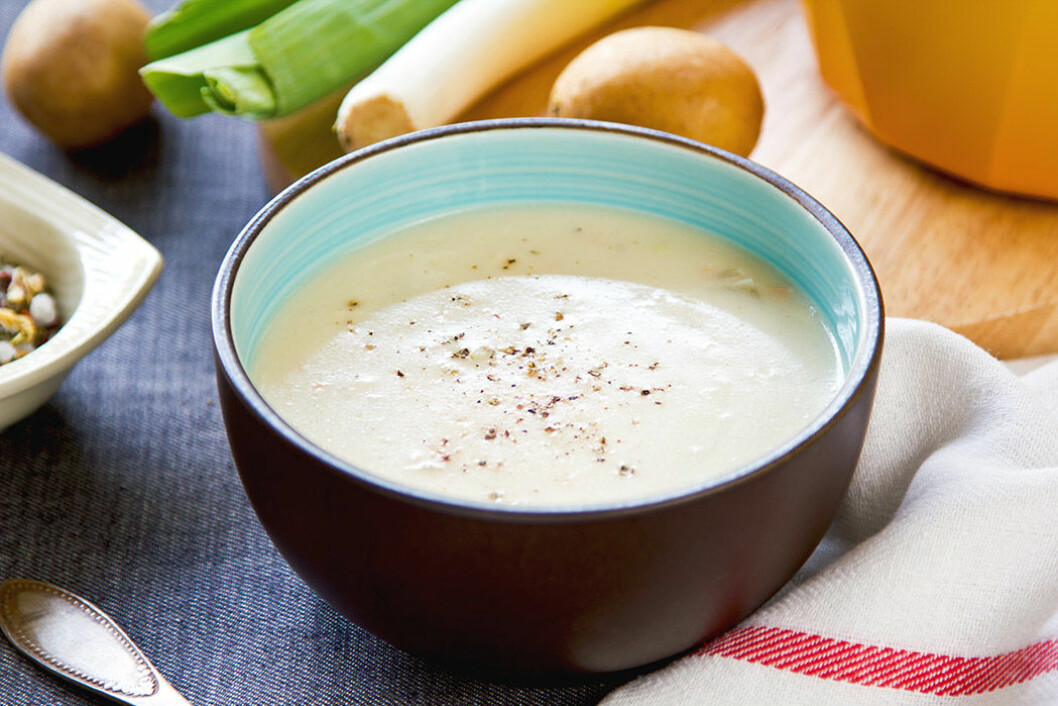 Potatis- och purjolökssoppa.