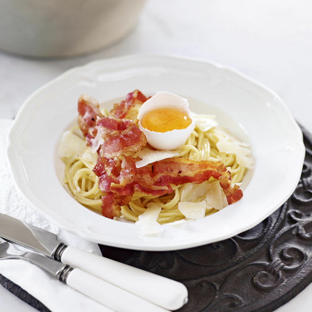 Klassisk spagetti carbonara. Klassisk spagetti carbonara.