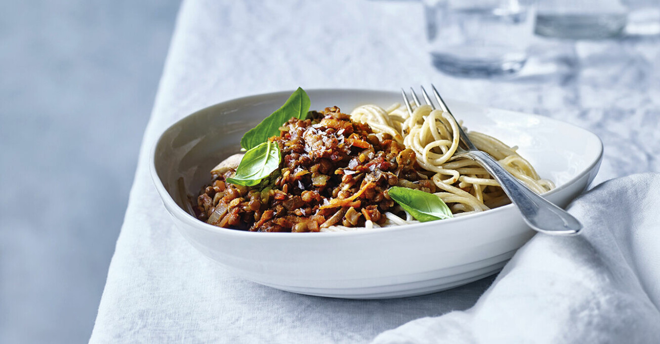 Recept på spaghetti med vegetarisk linsbolognese