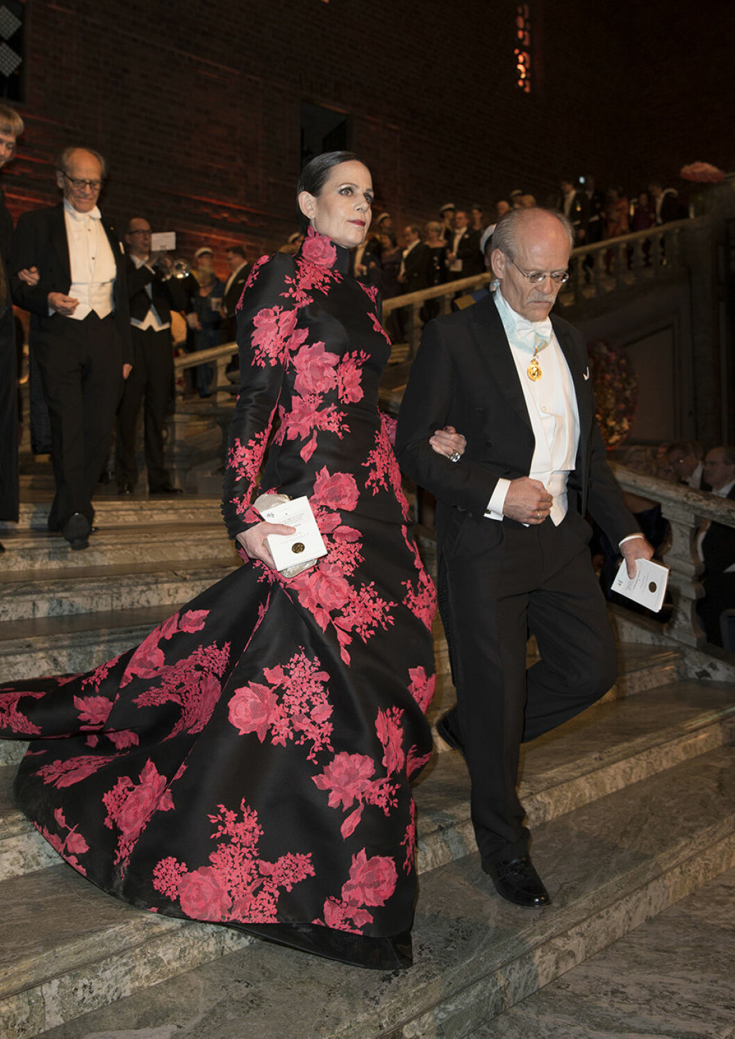 STOCKHOLM 2015-12-10. The Nobel Prize 2015. The Nobel Banquet after the Prize Ceremony, in the Blue Hall of the Stockholm City Hall. Picture shows: Sara Danius and Stefan Ingves COPYRIGHT STELLA PICTURES