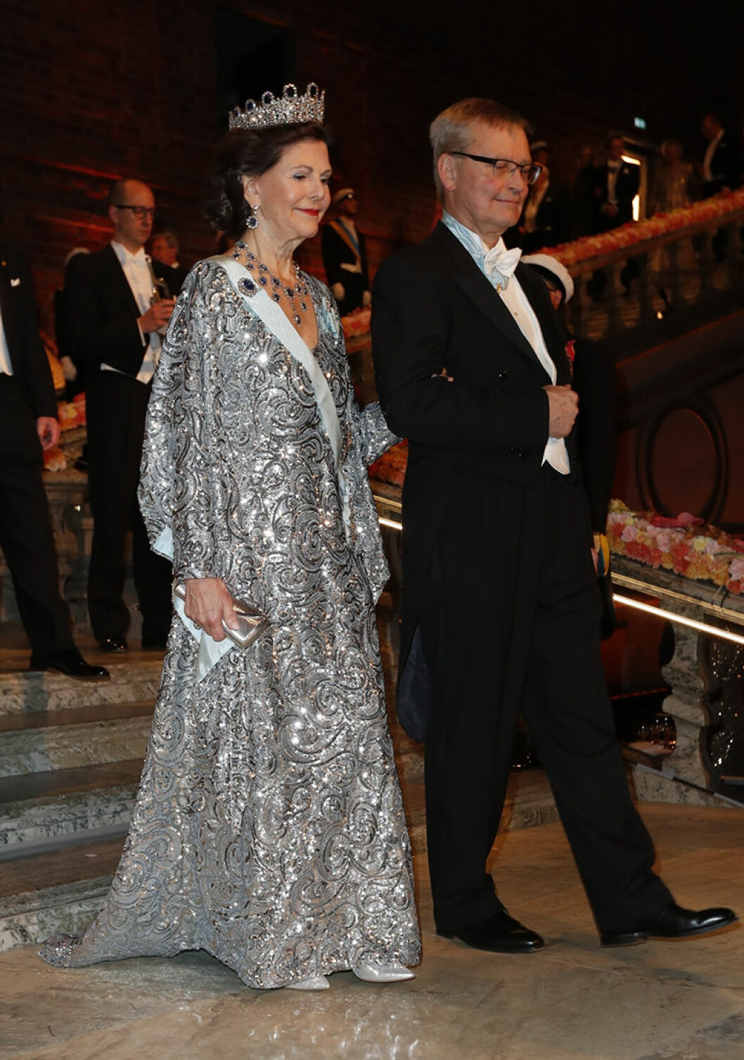 6849521 STOCKHOLM 2016-12-10. The Nobel Prize 2016. The Nobel Banquet held in the Blue Hall of the Stockholm City Hall. Picture shows: Queen Silvia of Sweden. COPYRIGHT STELLA PICTURES