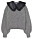 Stickad grå tröja med svart krage i läderimitation från H&amp;M