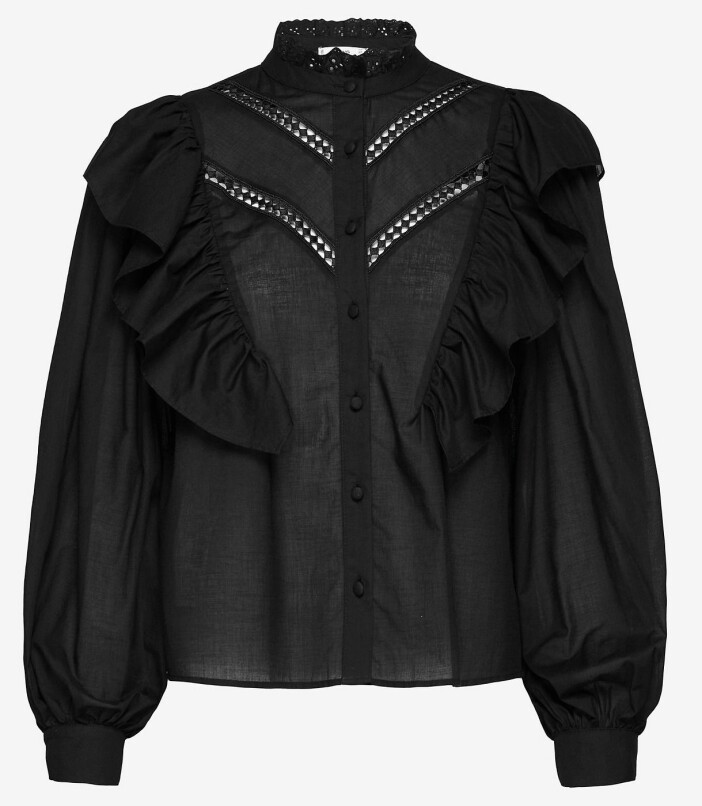 svart Blus med volang från Mango