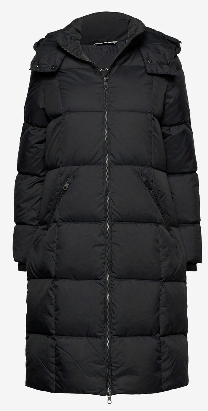 Svart klassisk dunjacka i lång modell från Gant.