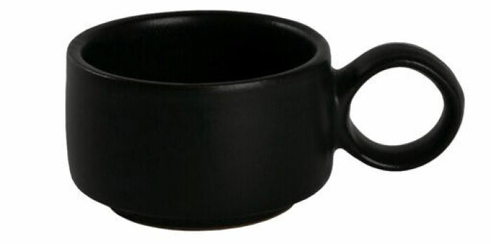 svart kopp med öra