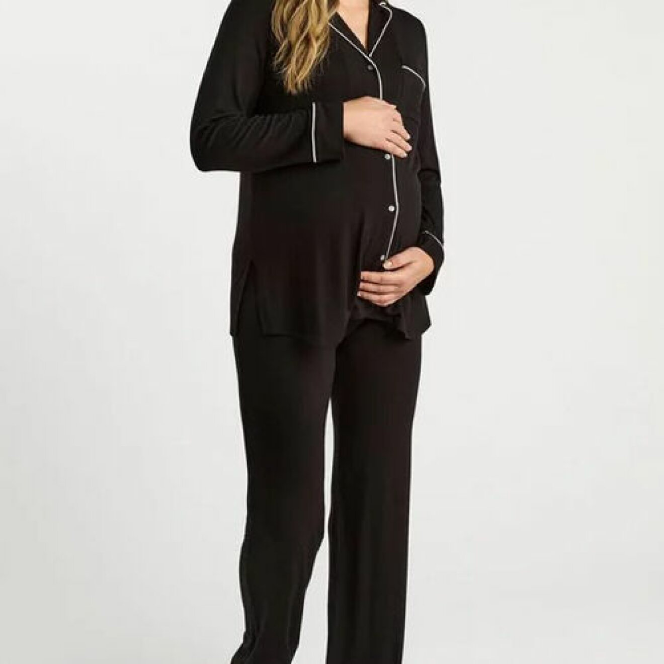 svart pyjamas med vita kanter för gravid från Lindex