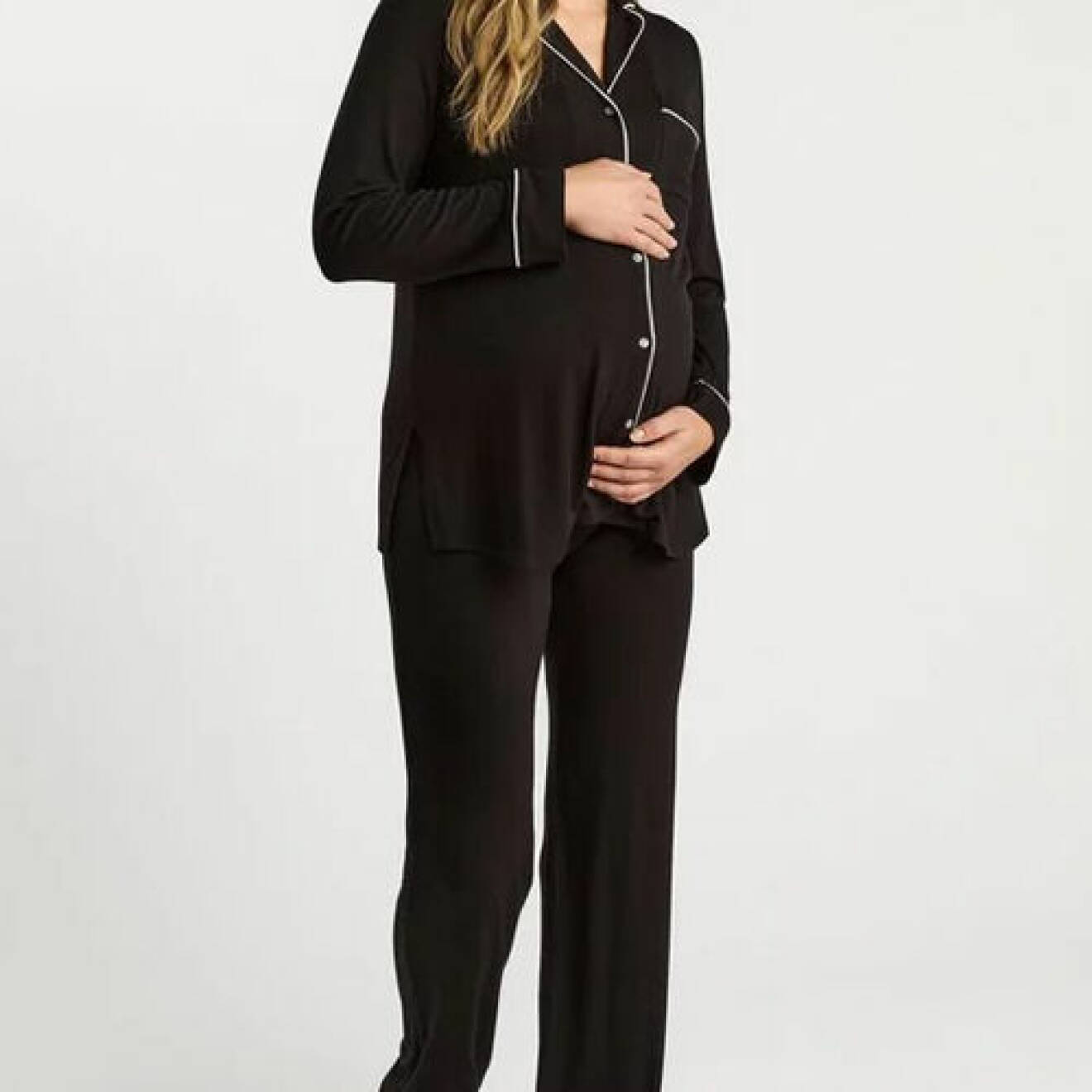 svart pyjamas med vita kanter för gravid från Lindex