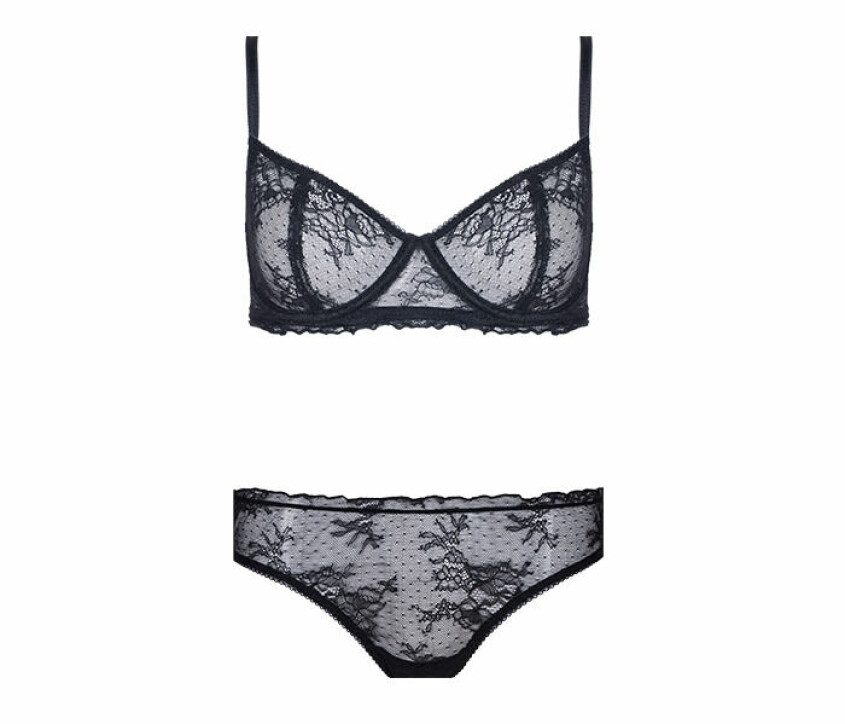 Detta set i svart är i den tunnaste av spets och blir delvis genomskinlig på kroppen. Ett set som är både smickrande och elegant och som vi skulle älska att hitta gömd i en julklapp på julafton! underkläder set spets svart twilfit