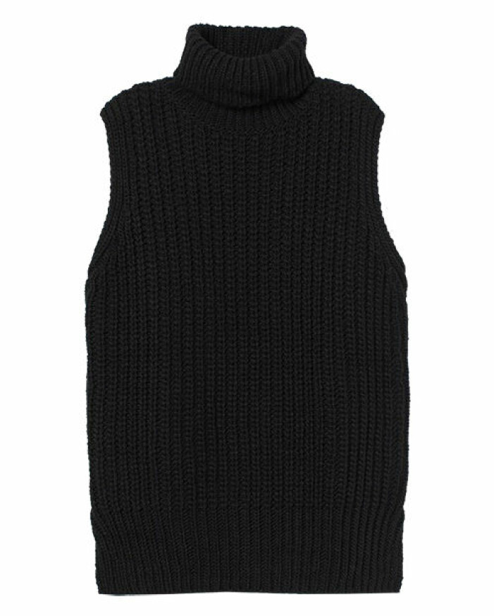 svart stickad väst polo dam
