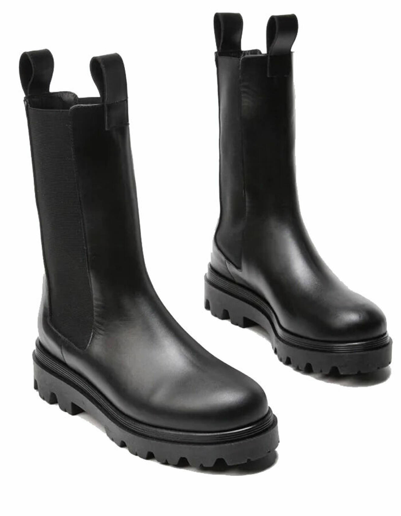 svarta boots i skinn med högt skaft från Flattered