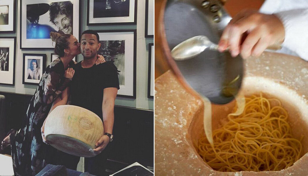 JOHN LEGEND OCH CHRISSY TEIGEN MED EN PARMESANOST