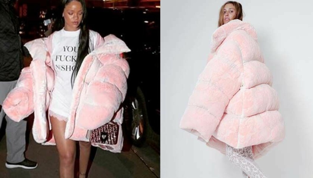 Rihanna bar jacka från Textilhögskolan under Paris Fashion week