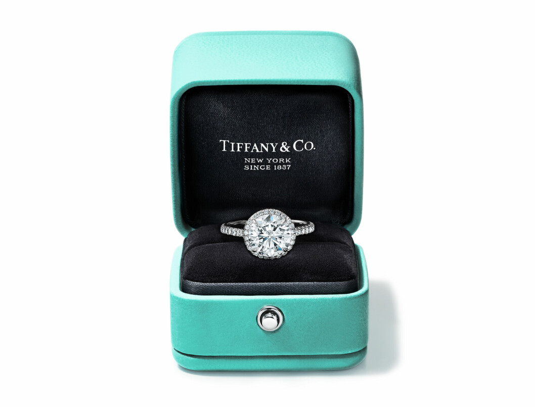 turkos smyckesbox med ring från Tiffany &amp; co.
