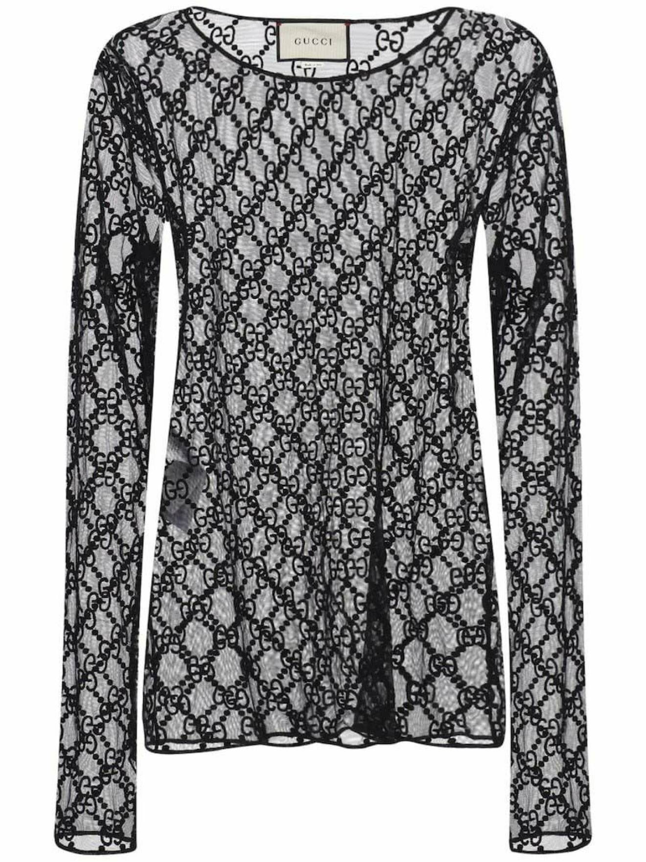 Transparent långärmad tröja i svart från Gucci.