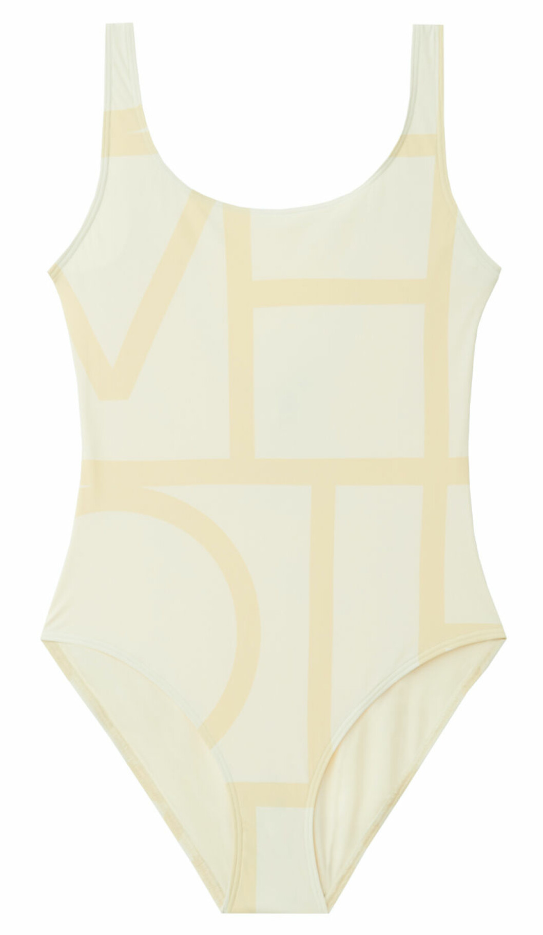 baddrält med monogram i vitt och gult från toteme.