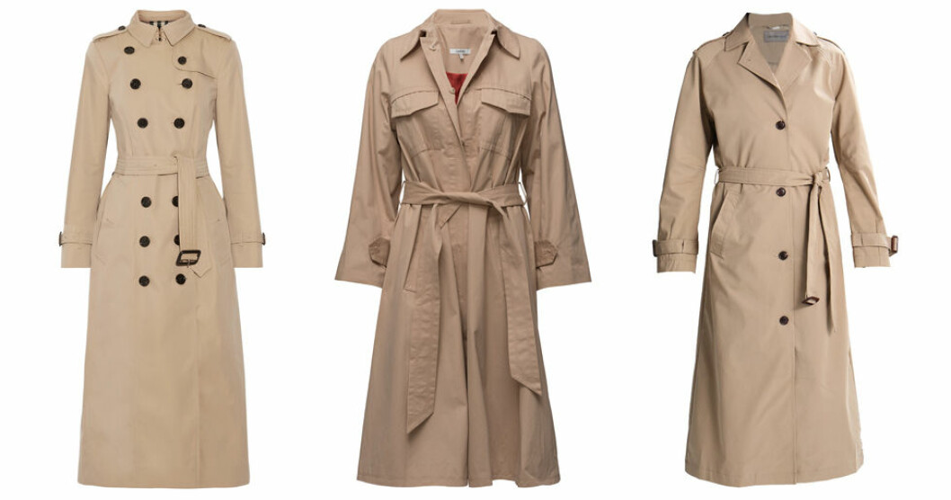 Trenchcoat ingår i en kvinnas basgarderob.