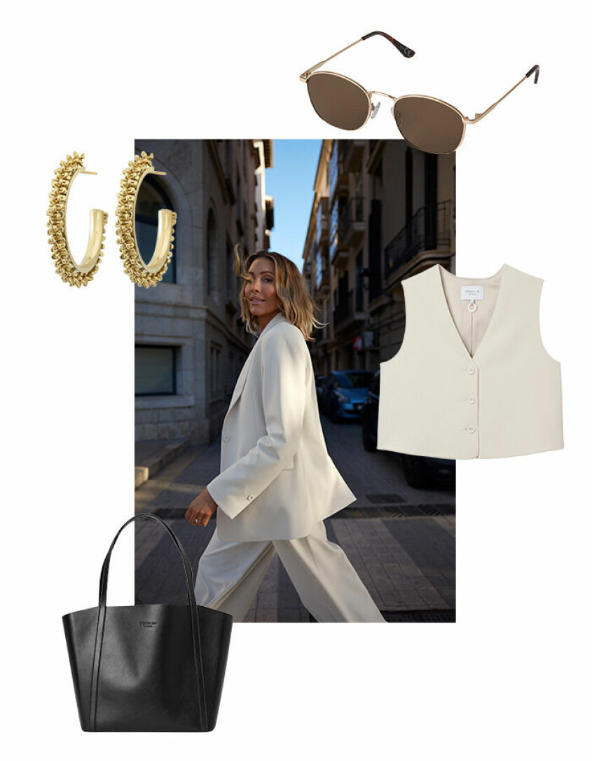 Få in vårfeelingen i din look med ett trendigt tredelat set i beige, samtidigt som du håller dig varm med lager på lager. vårtrend beige set MQ modetrend stylingtips