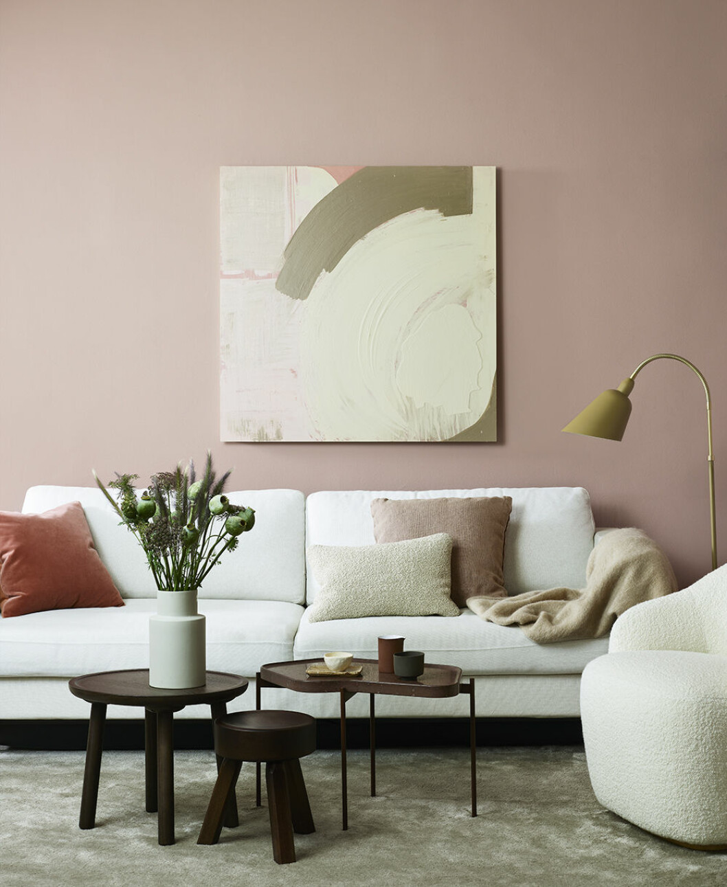 Trendigt med Beckers mjuka rosa toner. Här är väggen målad i färgen <em>Anemon 656.</em> Foto: Beckers Trendigt rosa 2020 med Beckers mjuka rosa färger