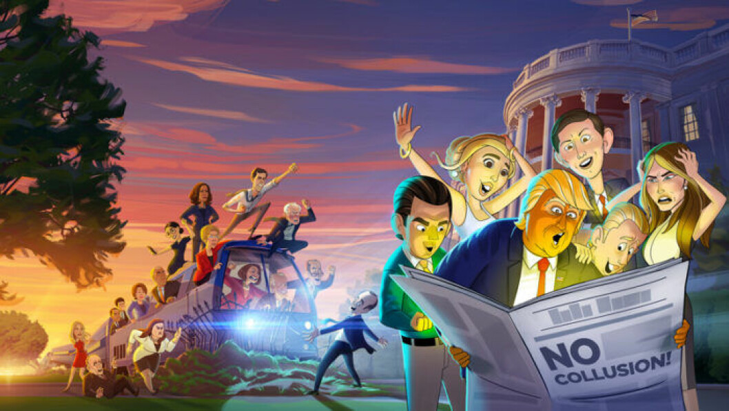 Donald Trump i Cartoon President. 