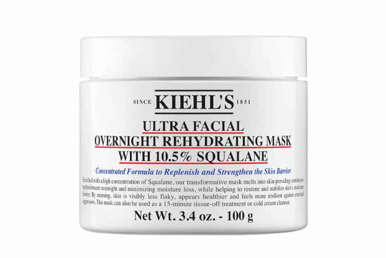 Ultra Facial Overnight Rehydrating Mask with 10.5% Squalane kiehls nattmask